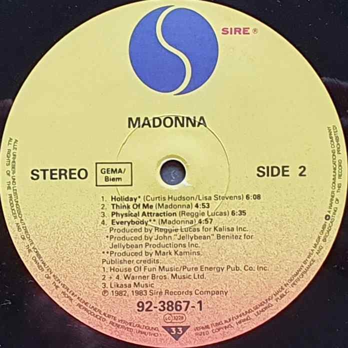 92 - 3867 - 1 Madonna Madonna Label